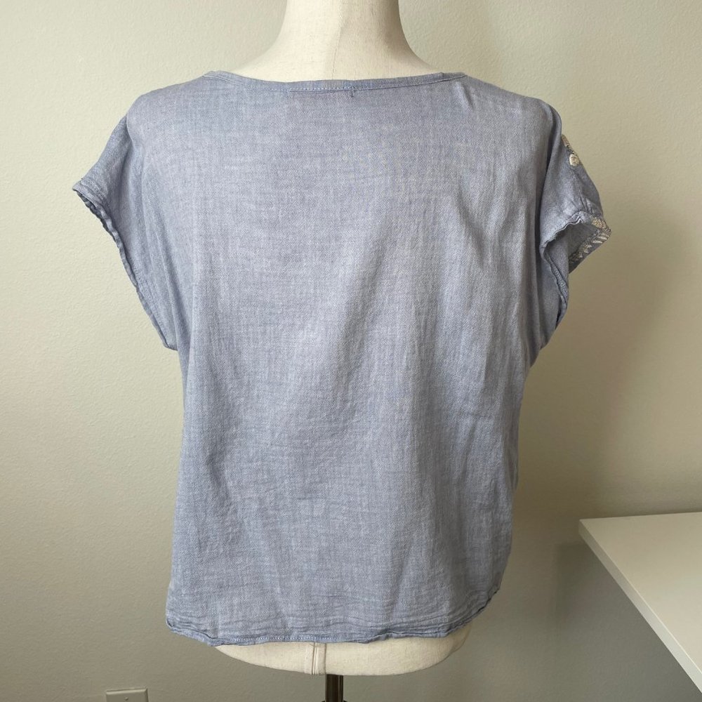 Fresh Produce Organic Cotton Floral Embroidered Top Made in USA - Picture 7 of 11